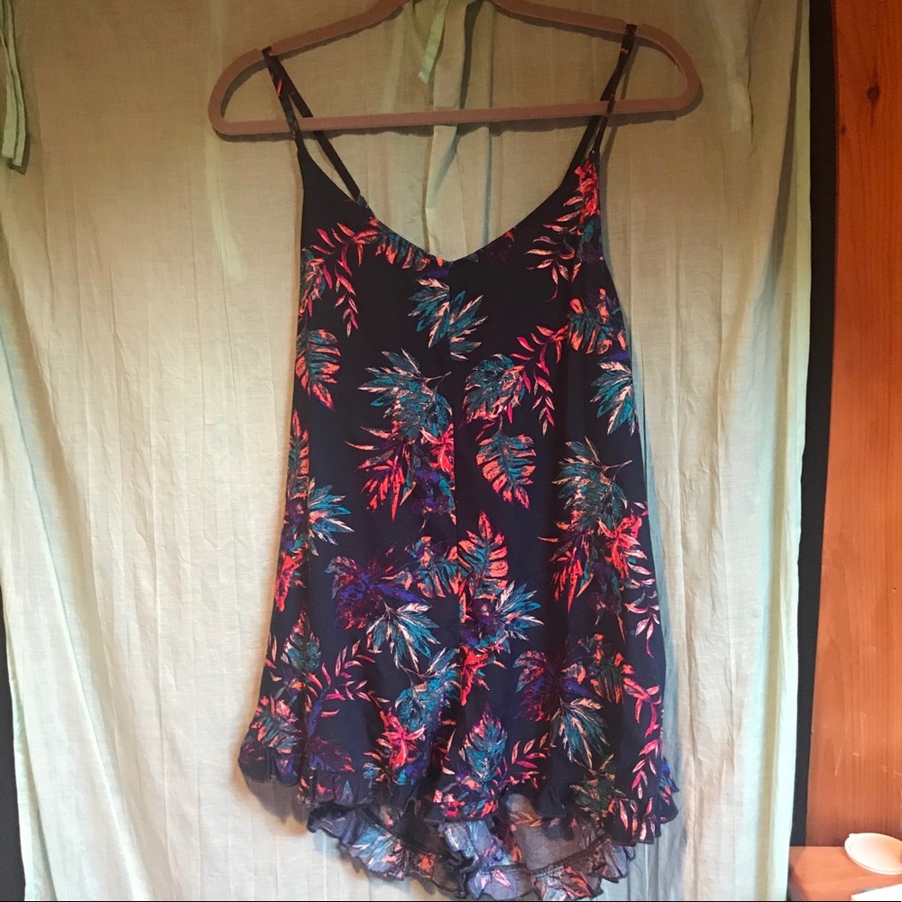 Roxy printed ruffled short romper